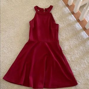 H&M Deep Red Halter Skater Dress
